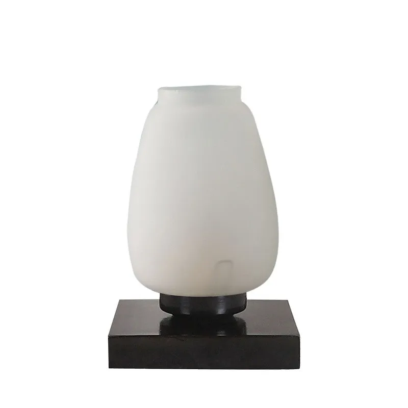 Lumix Glass Table Lamp With Wooden Base - White media 5