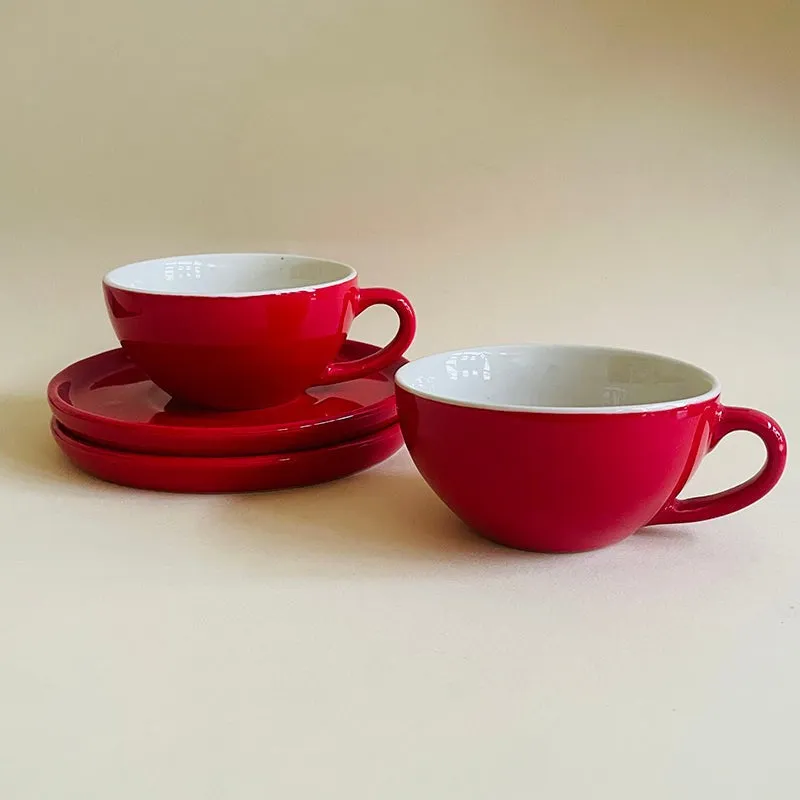 Blush & Brew Ceramic Cup & Saucer (Red/320 mL Each) - Set of Two media 5