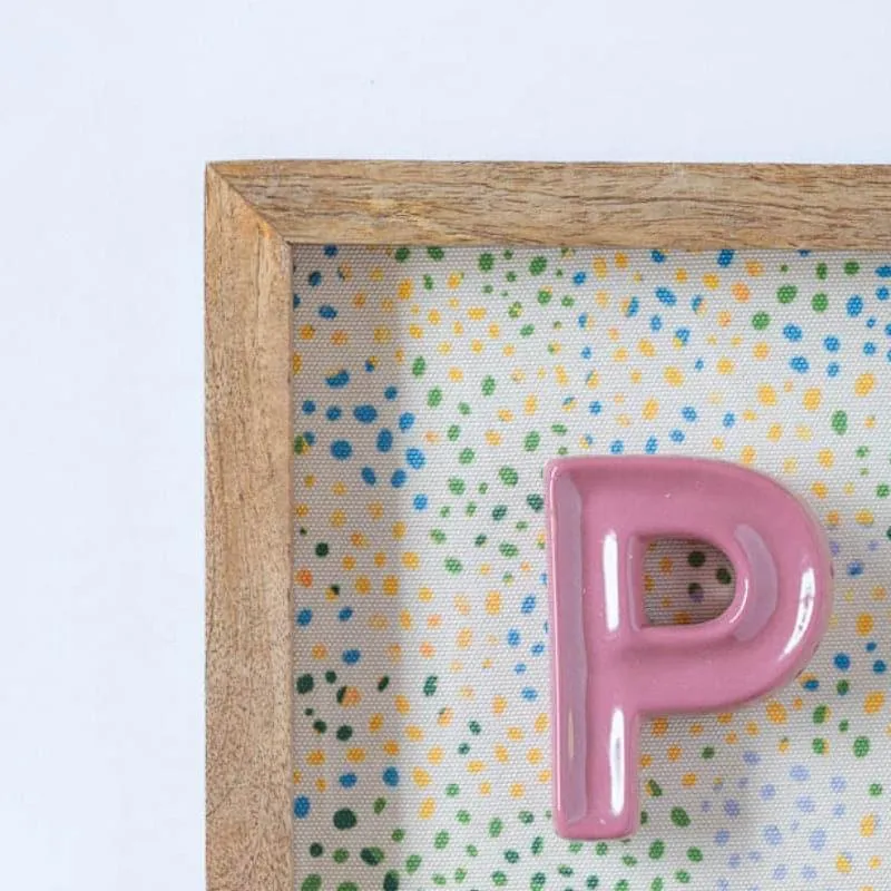 (P) Mini Mottled Mono Ceramic & Wooden Wall Accent - Pink media 3