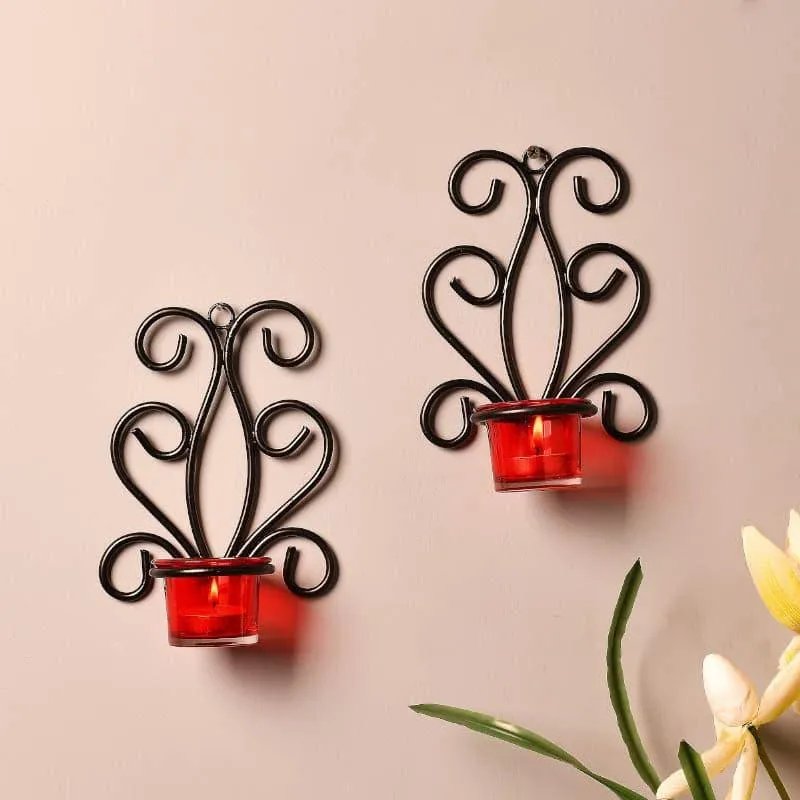 Antique Sconce Candle Holder (Red) - Set Of Two media 1