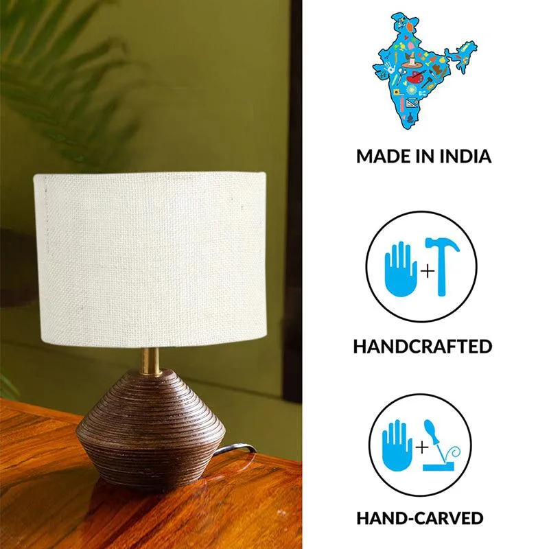 Yami Wooden Table Lamp With Jute Shade - White,Brown media 2