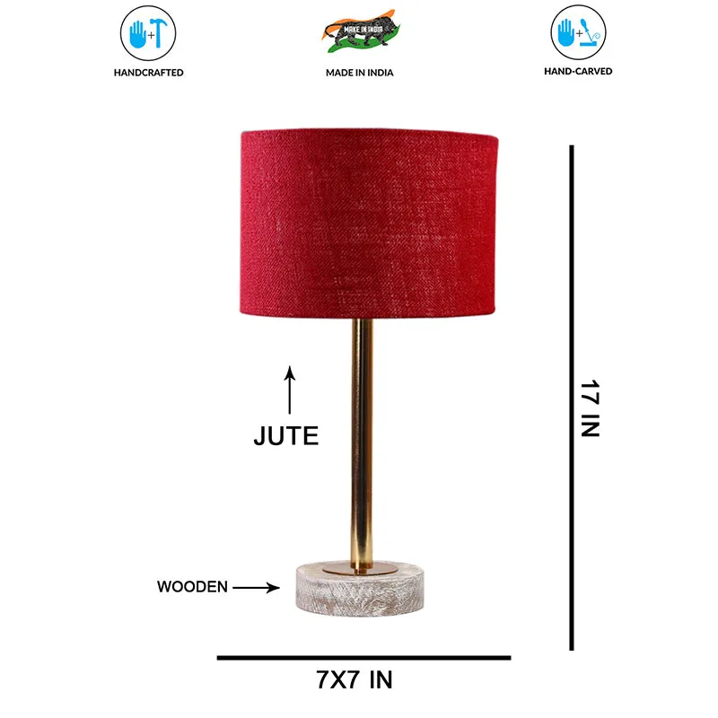 Sienna I Rodin Wooden Table Lamp - Maroon,Gold,White media 7