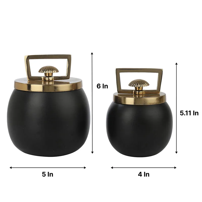 Jarrah Storage Jar (Black & Gold) - Set Of Two media 5