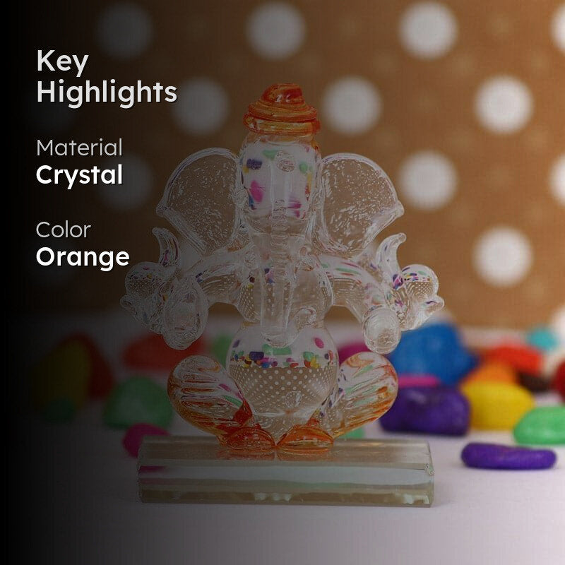 Crystal Ganesha Showpiece - Orange media 2