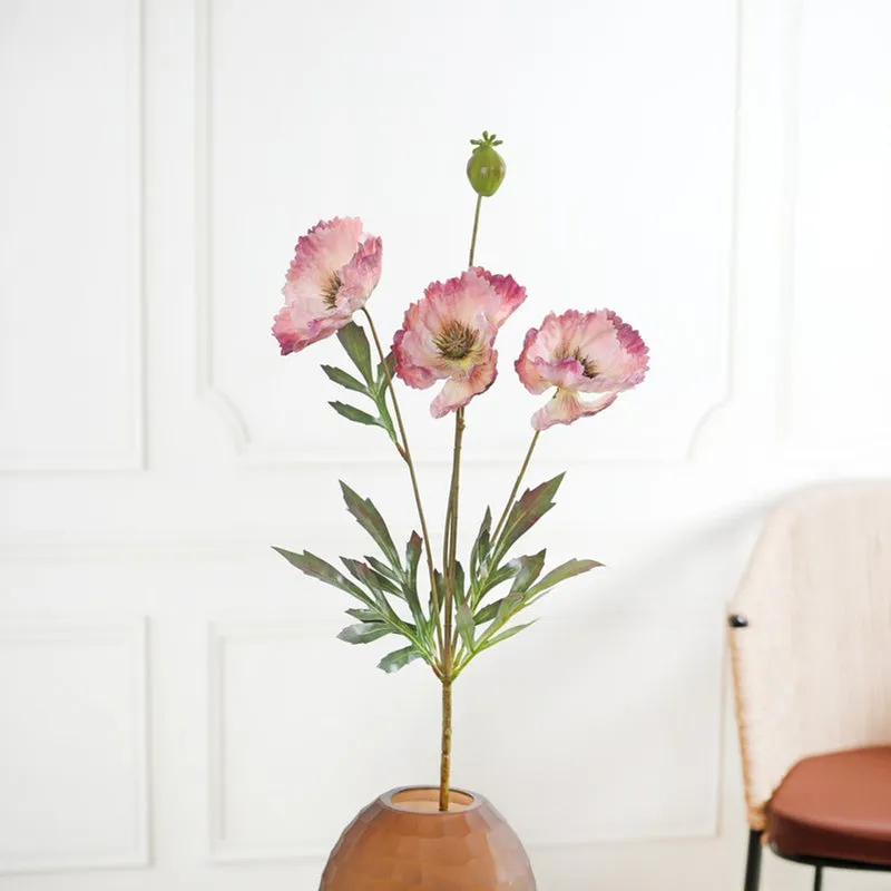 Poppy Artificial Flower Stem - Pink media 4