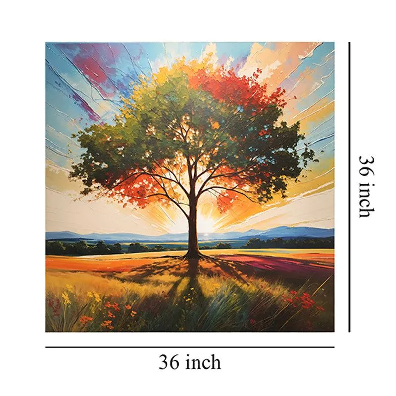 Sunlit Radiant Tree Wall Painting media 8