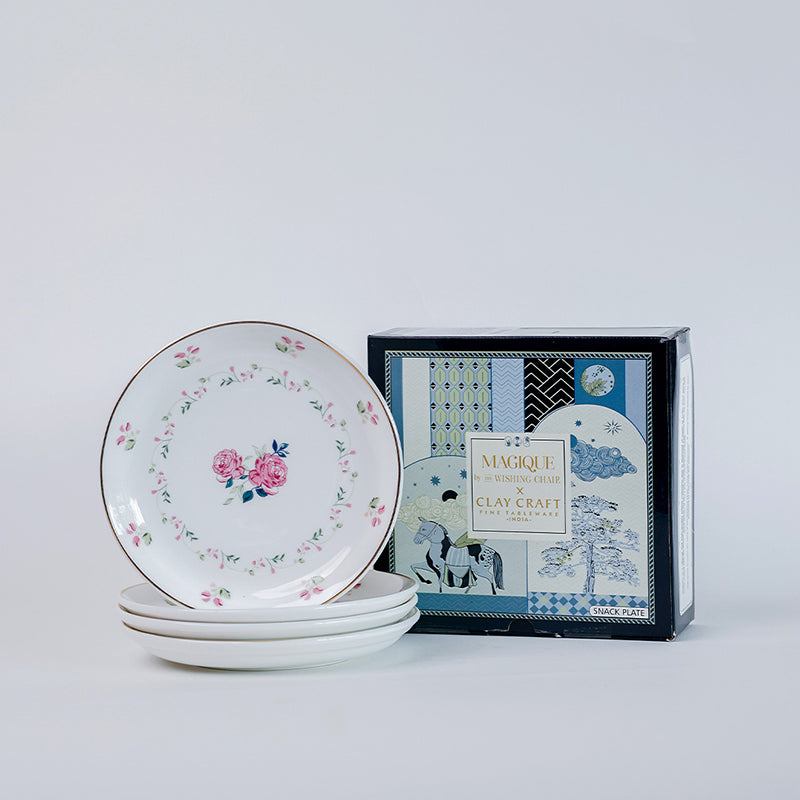 Magique: Portrait of a Rose Bone China Snack Plates - Set of Four media 4