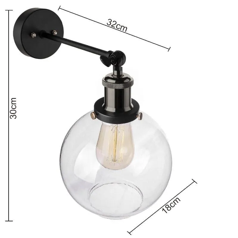 Tiagro Globe Moon Glass & Metal Wall Lamp - Nickel media 5