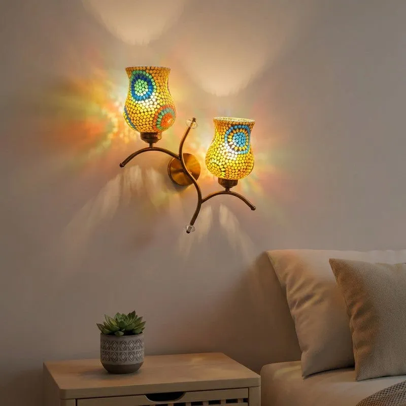 Lumecrest Twin Glass Wall Lamp - Red & Blue media 1