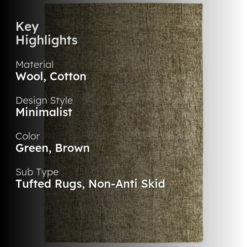 Handloom Hand Tufted Harmony Wool Rug - Green & Brown media 2