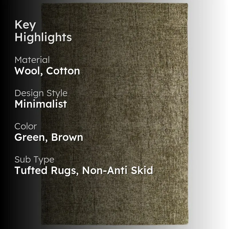 Handloom Hand Tufted Harmony Wool Rug - Green & Brown media 2