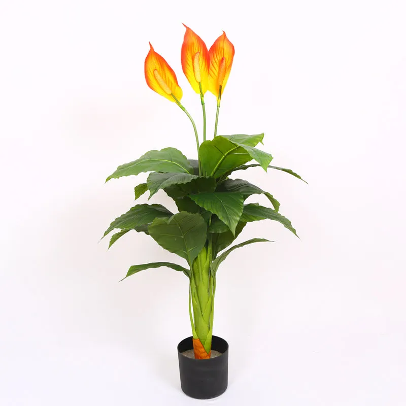Evena Artificial Spathe Plant With Black Plastic Pot media 4