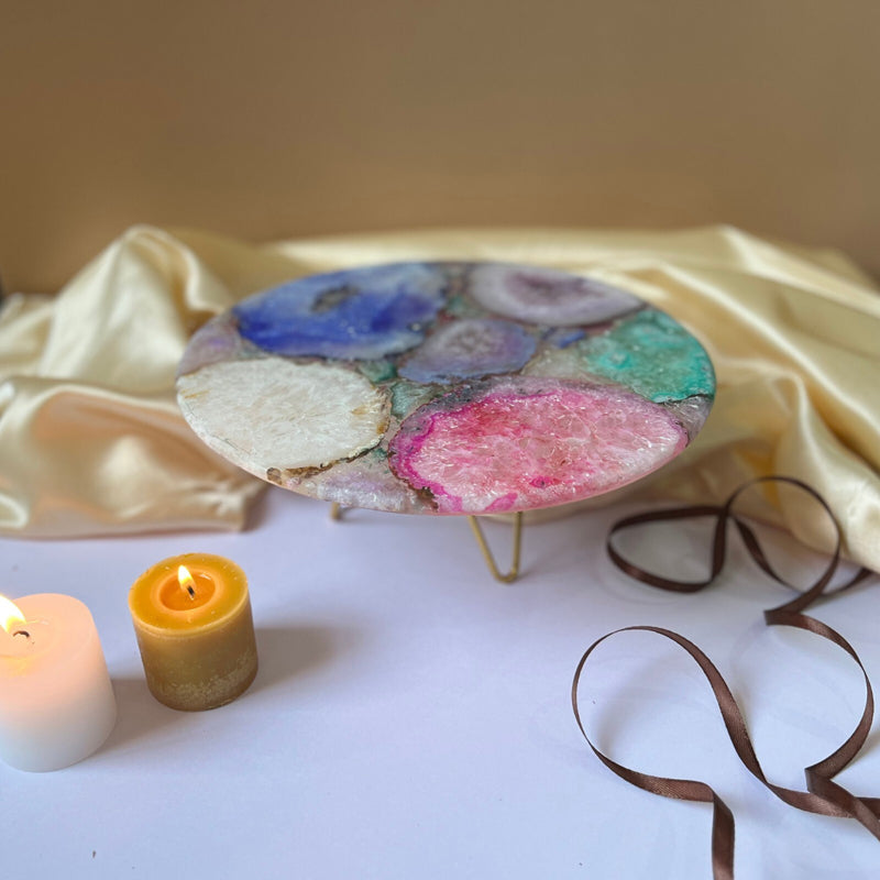 Myrla Handcrafted Agate Cake Stand - Multicolor image 3
