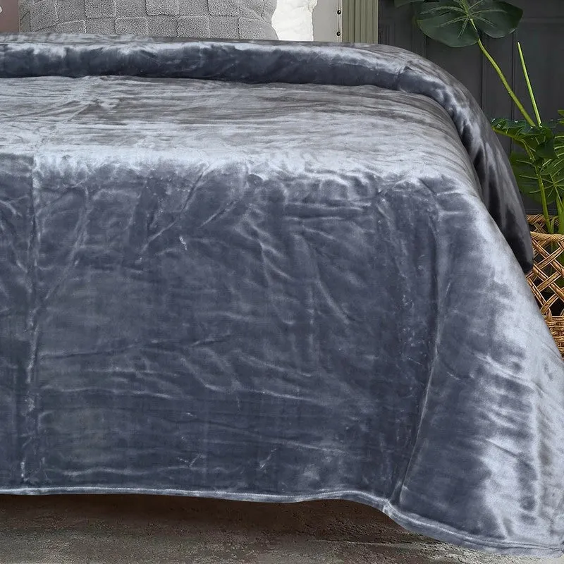 Sarva Polyester Solid Blanket - Grey media 3