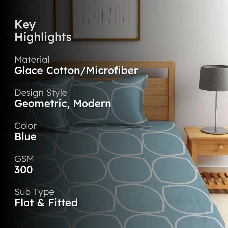 Circum Jive Microfiber Bedsheet (Sky Blue) - 300 GSM media 2