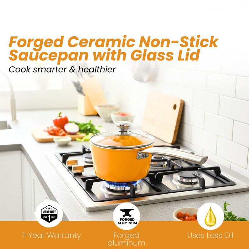 Salford Simmera Kitchen Ceramic Saucepan with Glass Lid - 1700 mL media 4