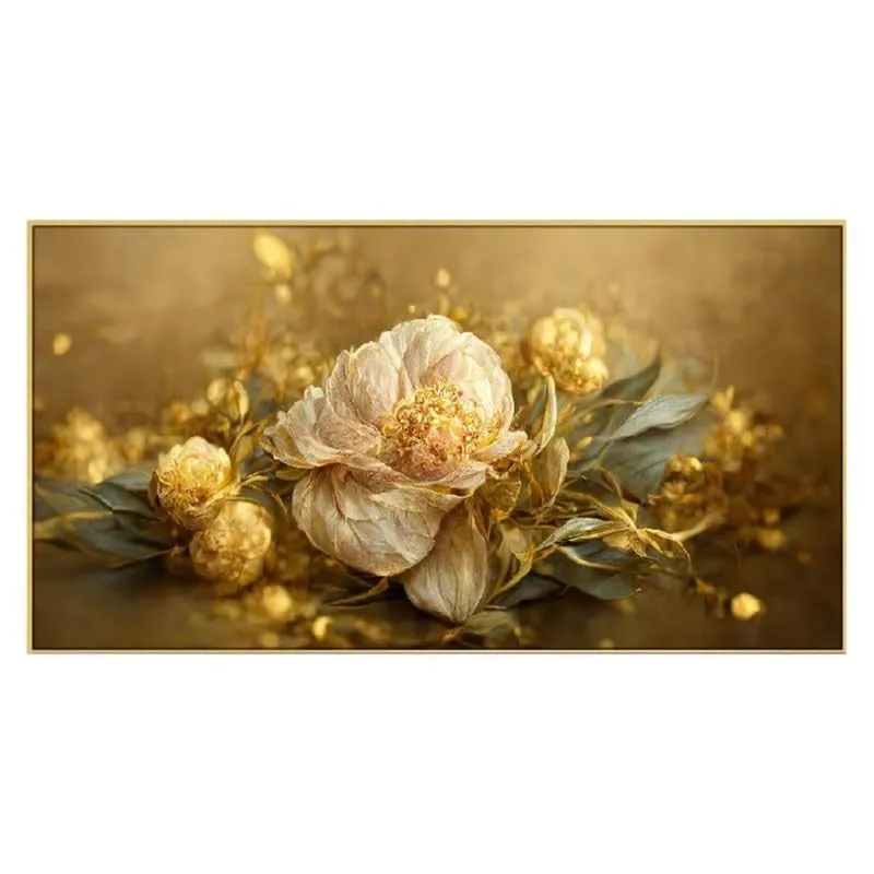 Golden Bloom Elegance Canvas Wall Painting With Frame media 4