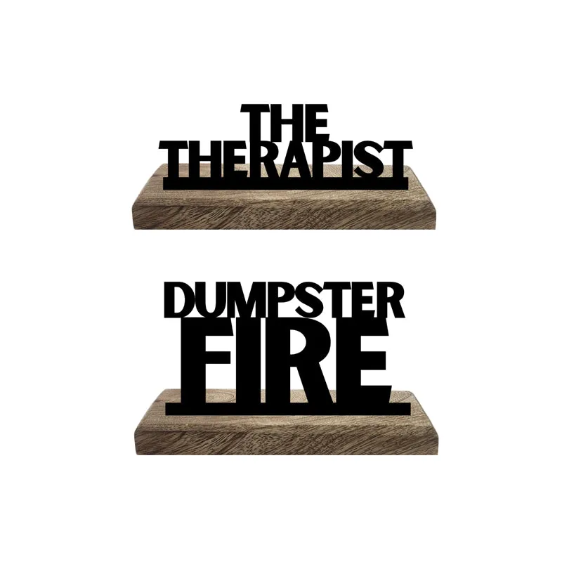 Dumpster Fire Typography Showpiece - Set Of Two media 4