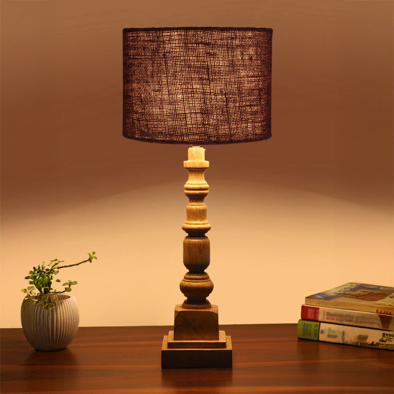 Sienna Arbor Wooden & Jute Table Lamp - Brown
