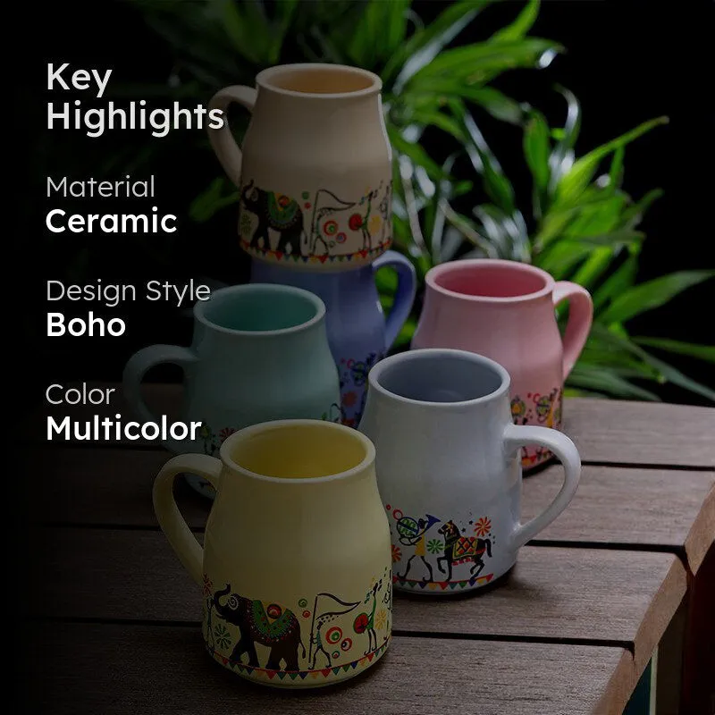 Elephenta Ceramic Tea Cup (220 mL Each) -  Set of Six media 2