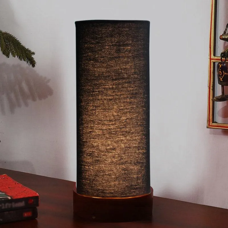 Jaala Tower Wooden Table Lamp - Black,Brown media 1