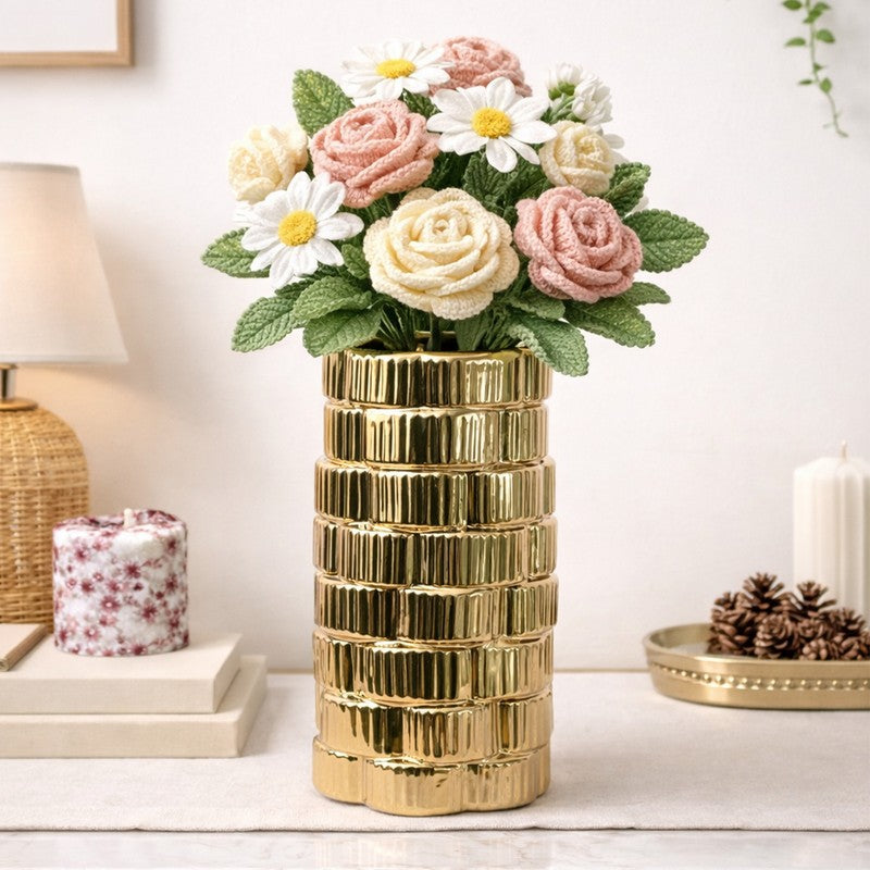 Gildora Tall Ceramic Vase - Gold media 6