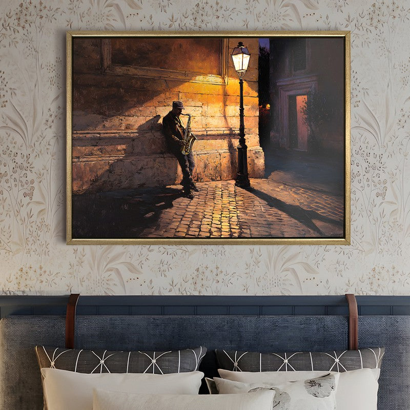 Saxophone Solitude Canvas Wall Painting With Frame media 5