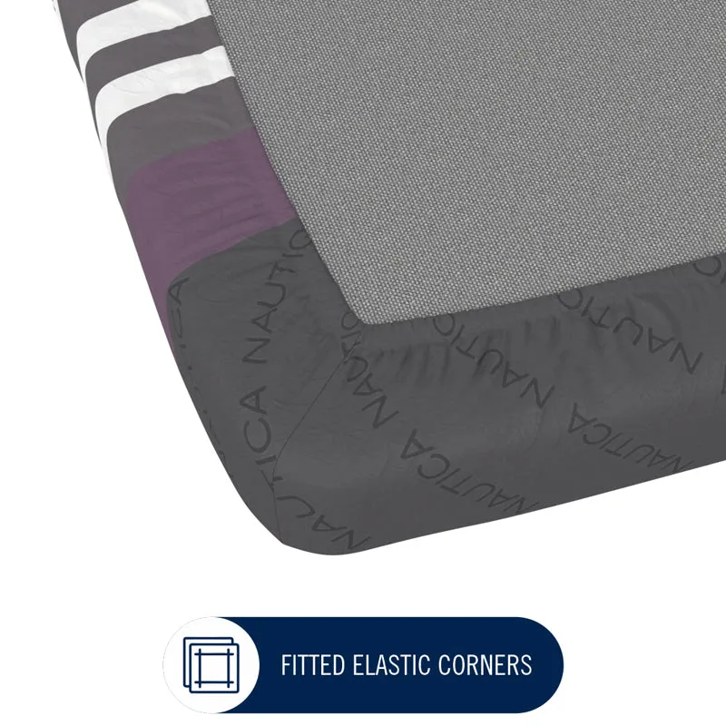 Nautica Stripe Symphony Cotton Bedsheet (Purple, Grey) - 160 TC media 4