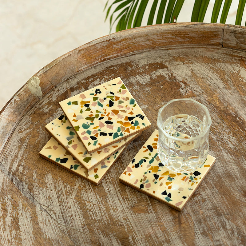 Srishti Resin & Wood Coaster - Set Of Four