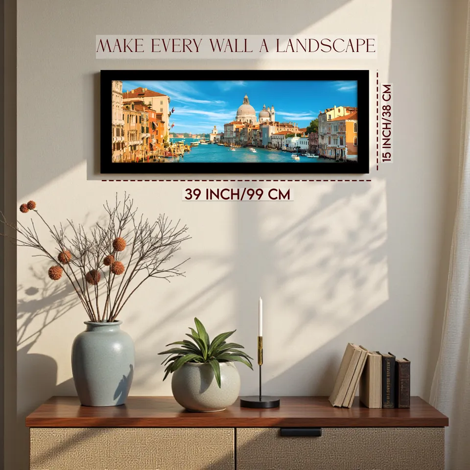 Aquarel Scenic Canal City Wall Art With Frame media 2