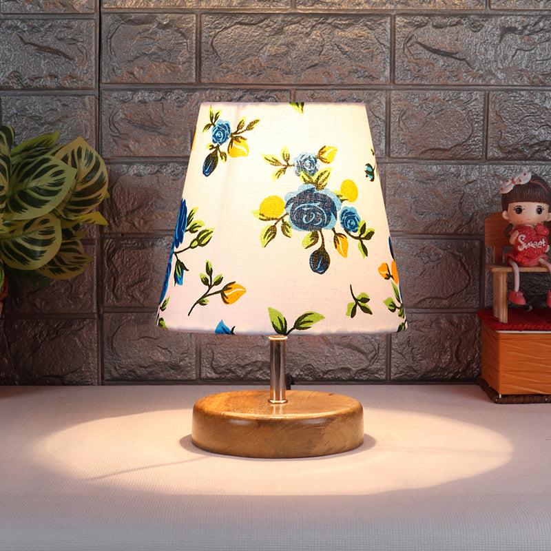 Petricho Blue Fluer Fabric Table Lamp - Multicolor
