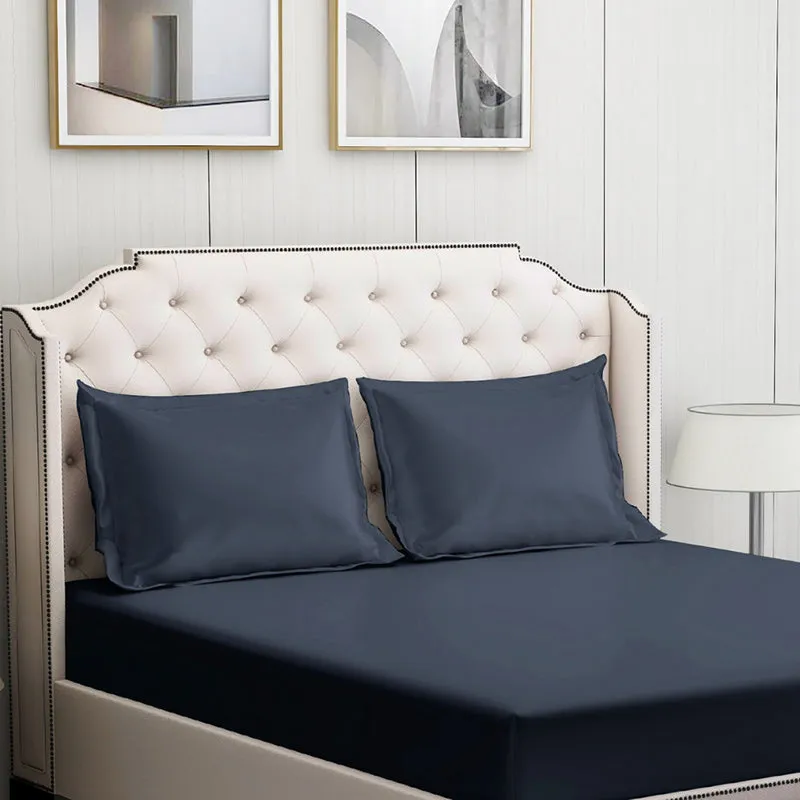 Moonweave Solid Cotton Bedsheet (Midnight Blue) - 400 TC media 5