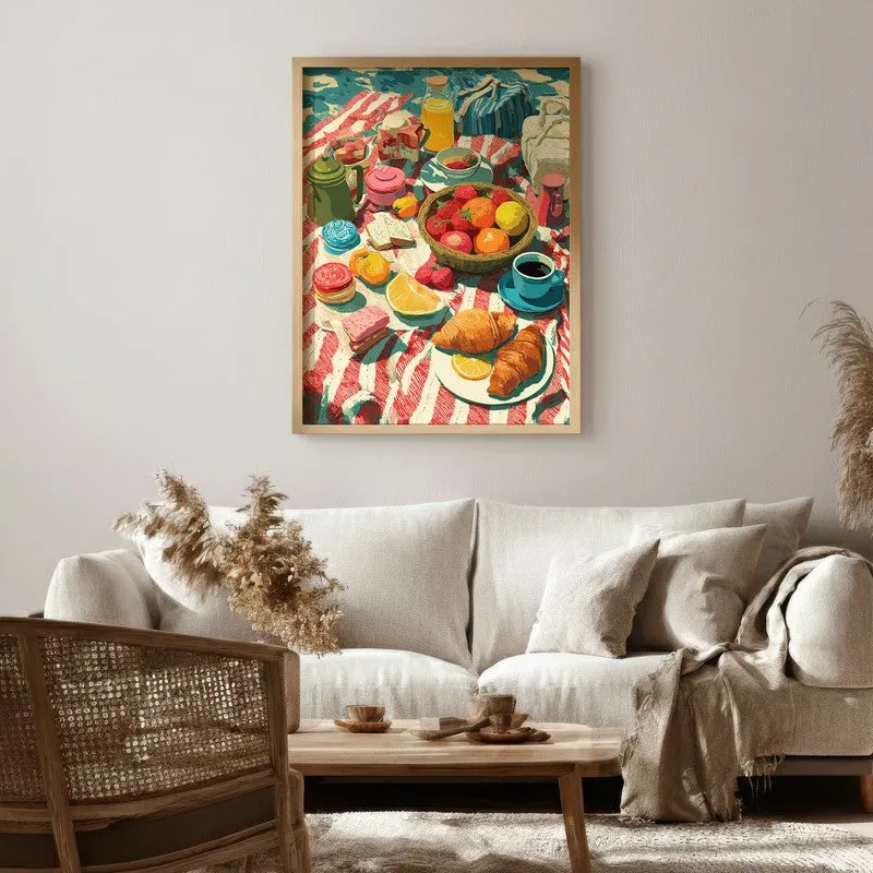 Croissant Glow Canvas Wall Painting - Brown Frame media 1