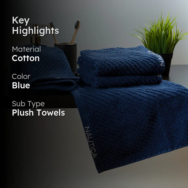 Nautica Riviera Soft Cotton Hand Towel (Navy Blue) - Set Of Four media 2