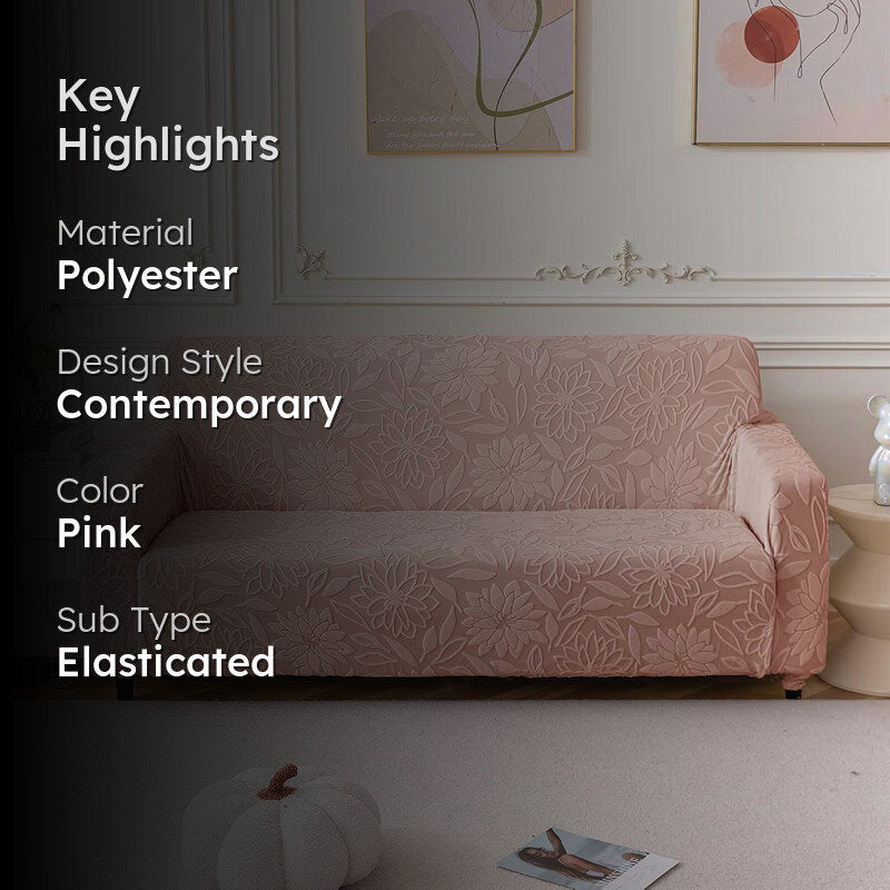 Camellia Jacquard Sofa Cover - Pink media 2