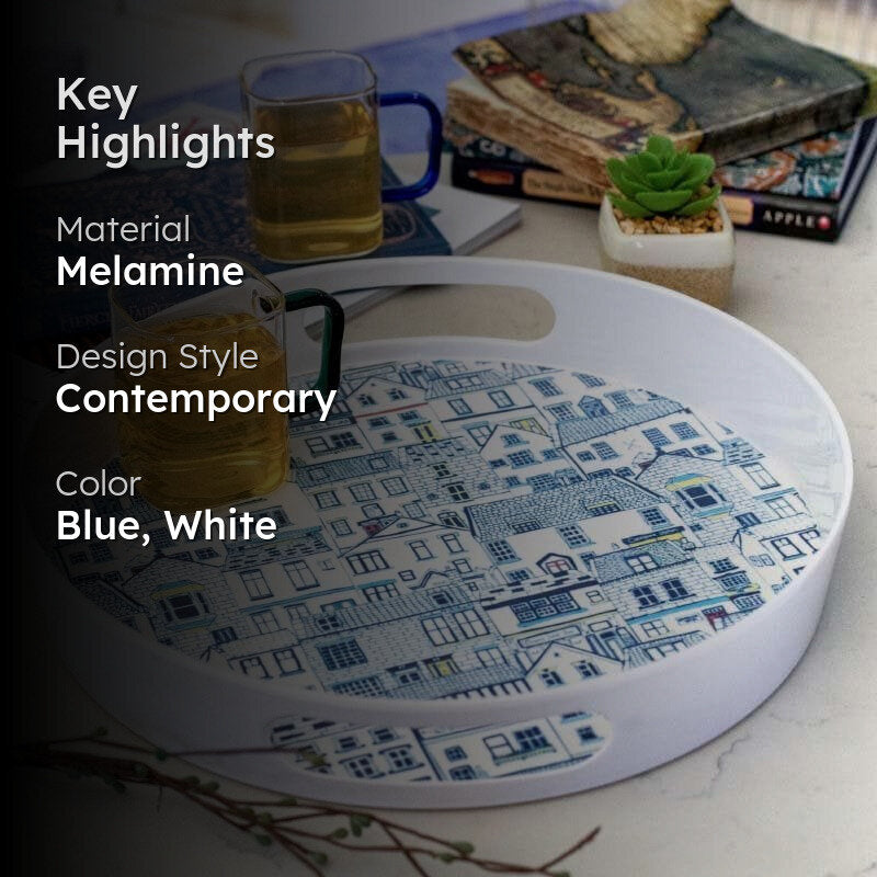 Blue City Round Serving Tray media 2