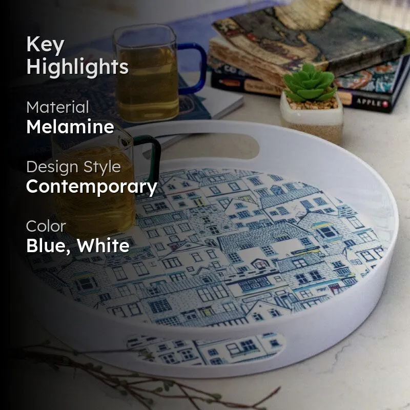 Blue City Round Serving Tray media 2