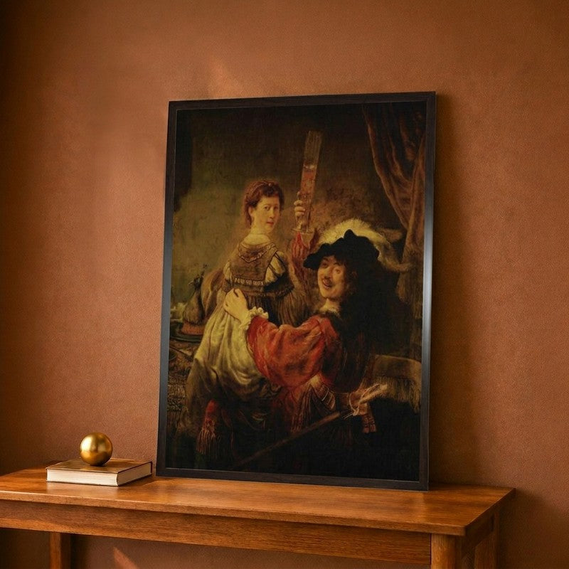 Rembrandt Self-Portrait And Saskia In The Parable Of The Prodigal Son Canvas Wall Painting - 9 x 12 Inches