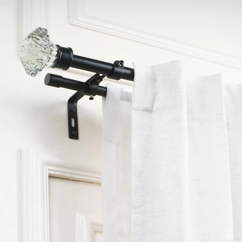 Etherea Duo Extendable 1" Double Curtain Rod With Urn Finial & Brackets (White) media 3