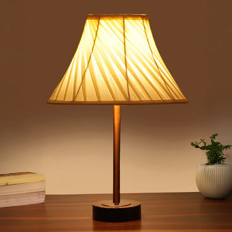 Twistra Rodin Wooden Table Lamp - Ivory,Copper,Brown media 1