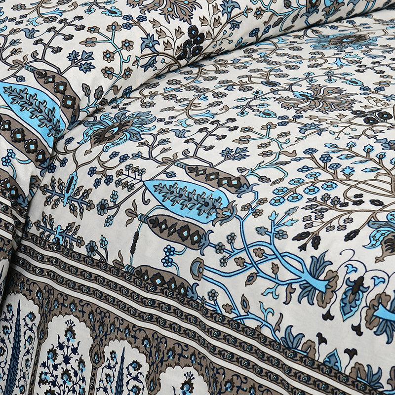 Ritu Mandala Ethnic Cotton Bedsheet (Blue & Green) - 160 TC media 3