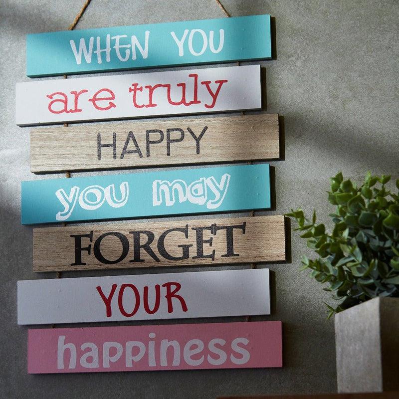 When You Are Truly Happy Motivational Quote Wooden Wall Accent