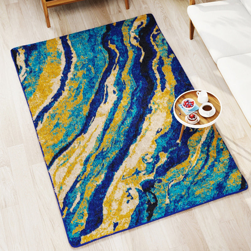 Brenna Abstract Micro Fiber Area Rug - Blue media 3