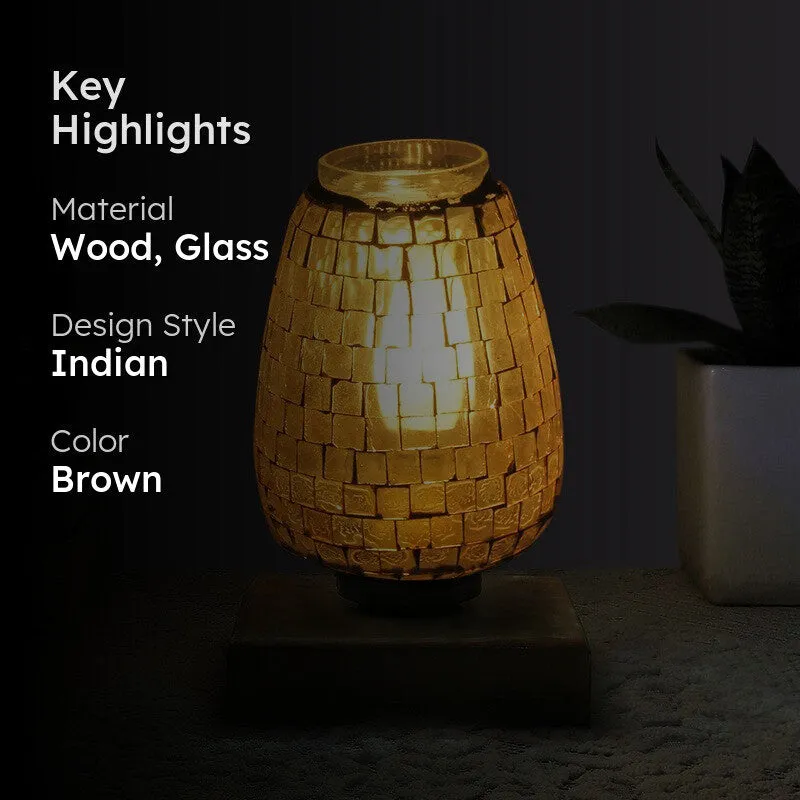 Orlina Mosaic Glass Table Lamp With Wooden Base media 2
