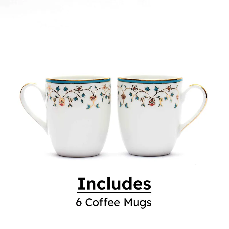 Gilded Mavi Coupe 24k Gold Brushed Porcelain Coffee Mug (280 mL Each) - Set Of Six media 5
