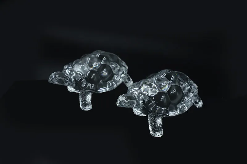 Vastu Crystal Glass Turtle Showpiece - Set Of Two media 1