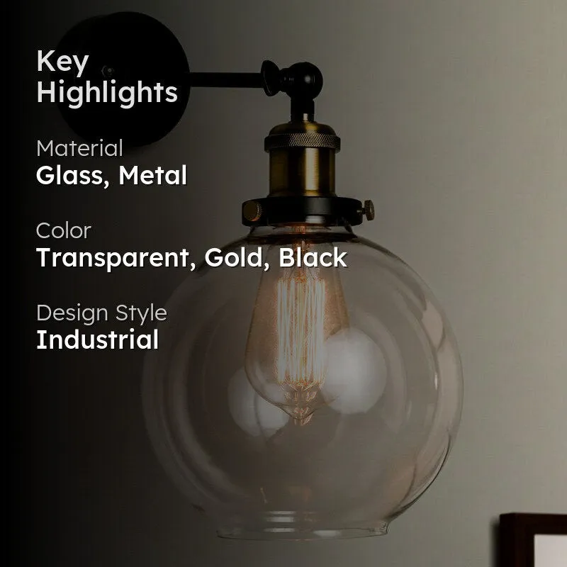 Globe Shine Glass & Metal Wall Lamp media 2