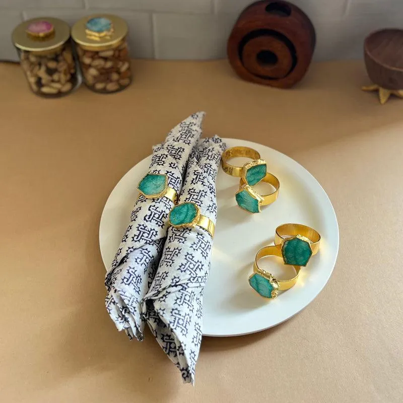 Suzzaine Handcrafted Agate Napkin Rings (Green) - Set Of Six media 1