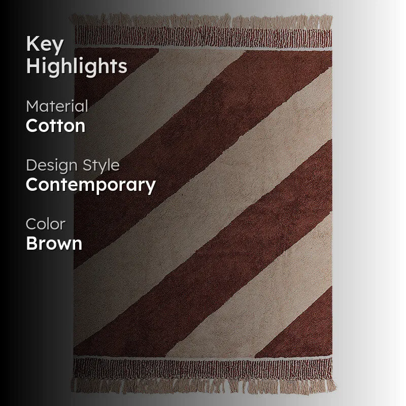 Plush Stripe Tufted Cotton Area Rug - Brown media 2