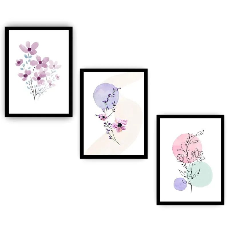 Dreamy Florals Paper Wall Painting With Frame - Black media 5